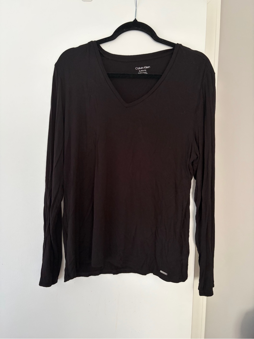 Calvin Klein Black Crewneck Long Sleeve Top with Metal Logo